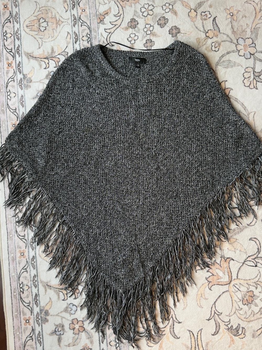 Mossimo Supply Co. Charcoal Gray Fringe Knit Poncho